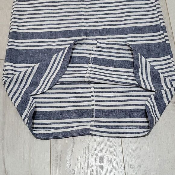 OLD NAVY MIDI SUMMER DRESS, Sz S, Blue/White, Striped, Sleeveless, Linen/Rayon - Picture 10 of 11
